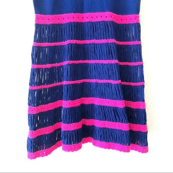Nanette Lepore Blue and Pink Sheer Knit Dress - Picture 6 of 7